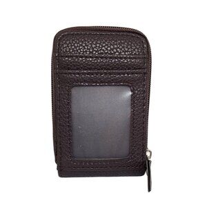 Mini Credit Card Case - Multi Card Slot Card Holder Wallet with ID Window Brown